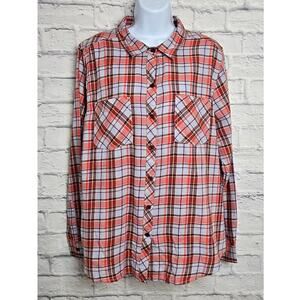 NWT Confess Shirt Womens Size XL Long Sleeve Plaid Button Down Flannel